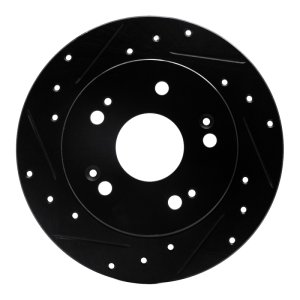 Acura ILX Brake Rotor (1) - Rear Left - R1 Concepts - Drilled & Slotted - Black - `97-`15